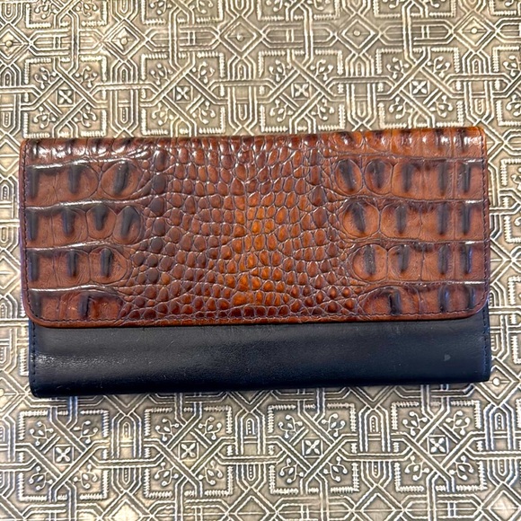 Brahmin Handbags - Brahmin Crocodile Embossed Brown and Black Wallet